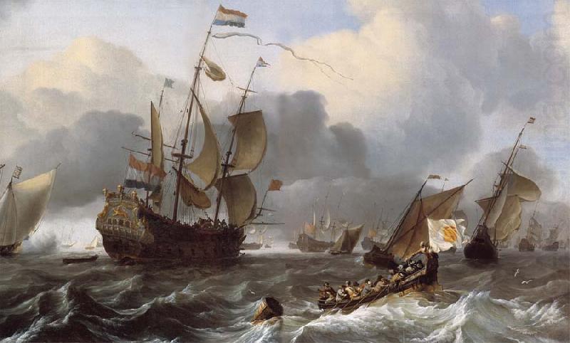 Detail of THe Eendracht and a Fleet of Dutch Men-of-War, Ludolf Backhuysen